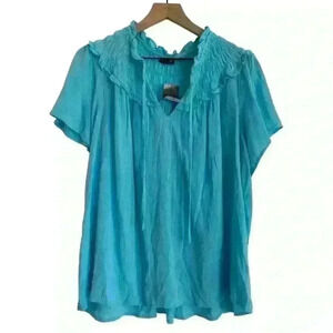 NWT TORRID Gauze Smocked Yoke Ruffle Top